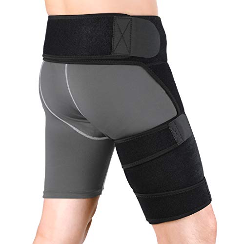 DOACT Faja Hernia Inguinal, Ajustable Soporte Cinturón y Muslo Soporte Muslo para Pierna y La Cadera para Ciatica, Hernia Inguinal, Prevenir La DistensióN Muscular, Adecuado Hombres y Mujeres (Negro)