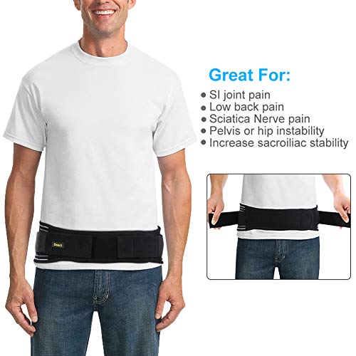 Doact Sacroiliac SI Belt, Ajustable Cinturón Sacroilíaca para Alivio del Dolor de Articulación SI, Paréntesis de SI para Espalda Baja y Dolor de Ciática Adecuado para Mujeres y Hombres (S/M)