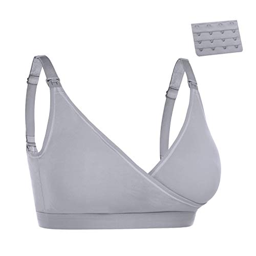 Doaraha Sujetadores de Lactancia Premamá para Mujer Sujetador de Maternidad Bra Bralette sin Costuras Sostén Embarazada con Almohadillas Prevención Derrames Removibles (Gris, L)