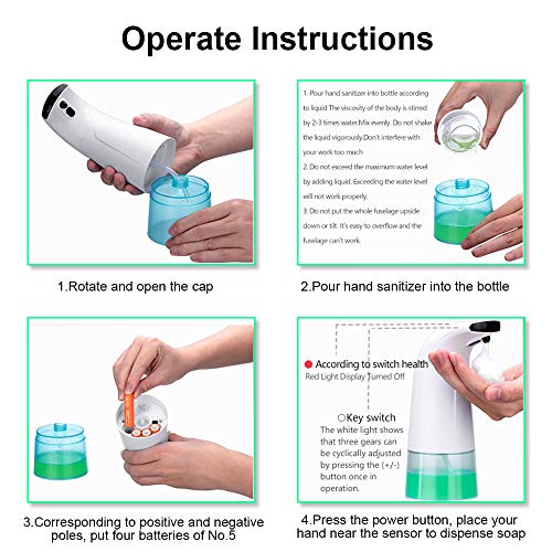 Dobee Dispensador de jabón automático, Espuma Dispensador Sensor de jabón Espuma sin Contacto Dispensador de Manos Dispensadores de 250 ml para baño, Cocina y baño