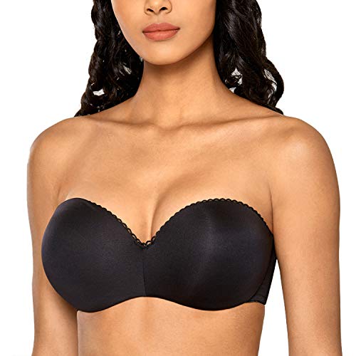 DOBREVA - Sujetador sin Tirantes con Push Up Sin Costuras para Mujer Negro 95C