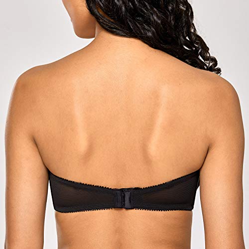 DOBREVA - Sujetador sin Tirantes con Push Up Sin Costuras para Mujer Negro 95E
