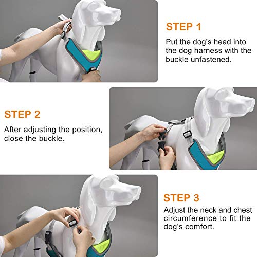 Dociote Arnés Perro - Transpirable y Ajustable Antitirones Chaleco con Lineas Reflectantes para Perros Grande y Mediano L Azul