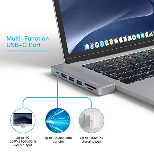 dodocool 7-en-1 Hub USB C para MacBook Pro 2018/2019/MacBook Air 2019/2018 (4K Video HD, Lector de Tarjetas SD/TF, USB C Power Delivery, 3 SuperSpeed USB 3.0) Adaptador Tipo C Soporte Thunderbolt 3