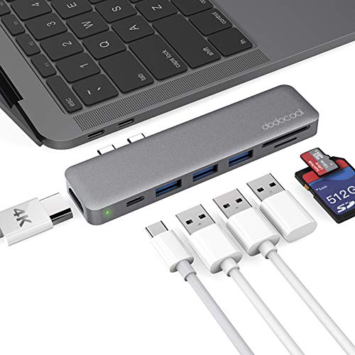 dodocool 7-en-1 Hub USB C para MacBook Pro 2018/2019/MacBook Air 2019/2018 (4K Video HD, Lector de Tarjetas SD/TF, USB C Power Delivery, 3 SuperSpeed USB 3.0) Adaptador Tipo C Soporte Thunderbolt 3
