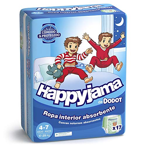 Dodot Happyjama - Pañales para Niño, 4-7 años, 17 pañales, Negro (DHJT717)