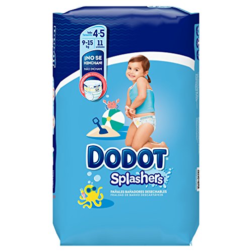 Dodot Splashers Pañales Bañadores Desechables, No se Hinchan y Fácil de Quitar, Talla 4, 9-15 kg - 11 Unidades