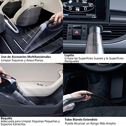 DOFLY Aspiradora de Mano sin Cable Potente, Aspirador de Coche de 12V 120W 8500PA, Luz LED, Filtro Lavable, Aspiradora Recargable Portátil Profesional en Seco y Húmedo para Hogar Oficina
