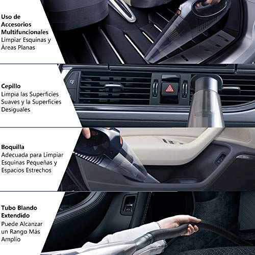 DOFLY Aspiradora de Mano sin Cable Potente, Aspirador de Coche de 12V 120W 8500PA, Luz LED, Filtro Lavable, Aspiradora Recargable Portátil Profesional en Seco y Húmedo para Hogar Oficina
