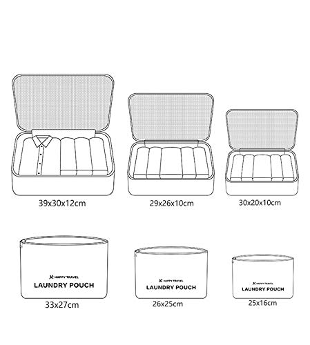 DoGeek Organizador de Equipaje 6 en 1 Set Viaje con Bolsa de Zapato, Impermeable Organizador de Maleta Bolsa para Ropa Sucia de Viaje, Material Nylon (Vino Tinto)