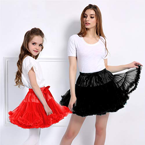 DoGeek Tutu Falda de Capas de Volantes Falda de Tul de Petticoat Tutú para Niñas Altura:130-140CM 8-10 años Blanco