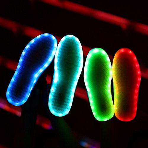 DoGeek Unisex Hombres Mujeres 7 Colores Light Up LED Zapatos Blanco Negro (Elegir 1 tamaño más Grande) (40 EU, 1 Negro)