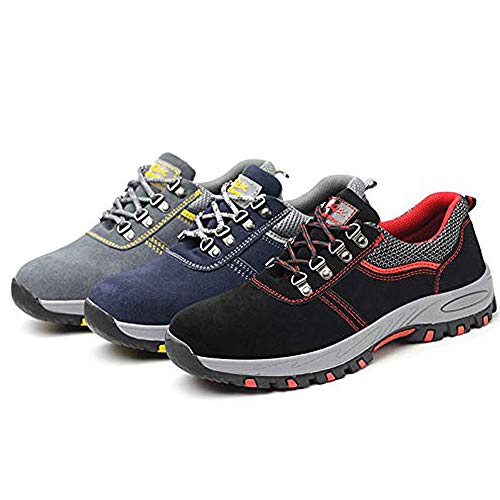 DoGeek Zapato Seguridad Calzado Seguridad Hombre con Punta de Acero, Antideslizante Transpirables, Unisex, Azul, 45