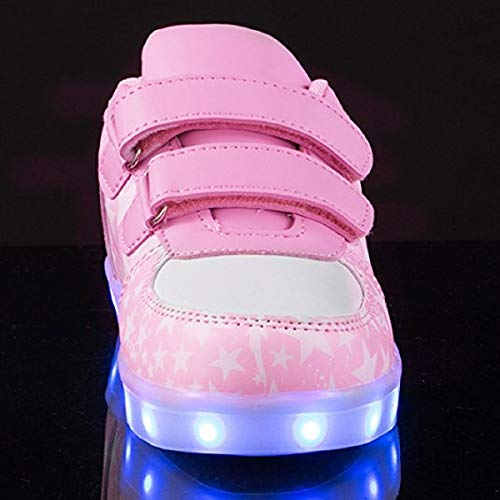 DoGeek Zapatos Led Niños Niñas Negras Blanco 7 Color USB Carga LED Zapatillas Luces Luminosos Zapatillas Led Deportivos para Hombres Mujeres (Elegir 4 tamaño más Grande)