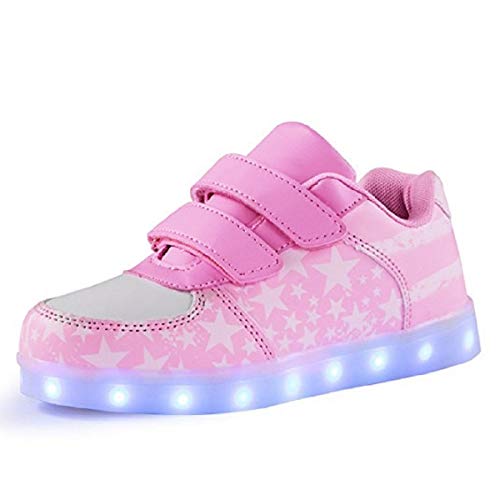 DoGeek Zapatos Led Niños Niñas Negras Blanco 7 Color USB Carga LED Zapatillas Luces Luminosos Zapatillas Led Deportivos para Hombres Mujeres (Elegir 4 tamaño más Grande)