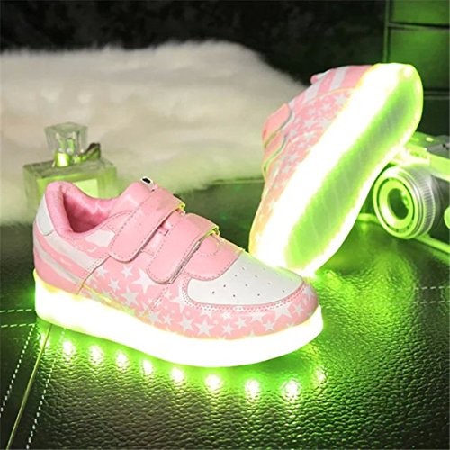 DoGeek Zapatos Led Niños Niñas Negras Blanco 7 Color USB Carga LED Zapatillas Luces Luminosos Zapatillas Led Deportivos para Hombres Mujeres (Elegir 4 tamaño más Grande)