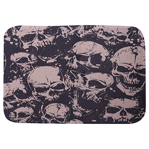 DOITOOL Felpudo de Halloween Patrón de Calavera Alfombra de Piso Antideslizante Súper Absorbente Entrada Gótica Alfombra de Pasillo Alfombra de Zapatos para La Decoración de La Cocina del