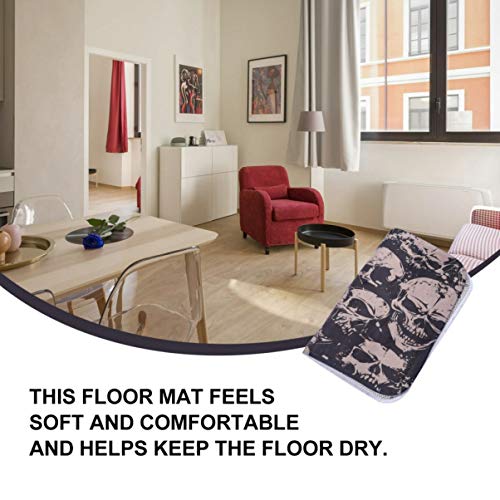 DOITOOL Felpudo de Halloween Patrón de Calavera Alfombra de Piso Antideslizante Súper Absorbente Entrada Gótica Alfombra de Pasillo Alfombra de Zapatos para La Decoración de La Cocina del