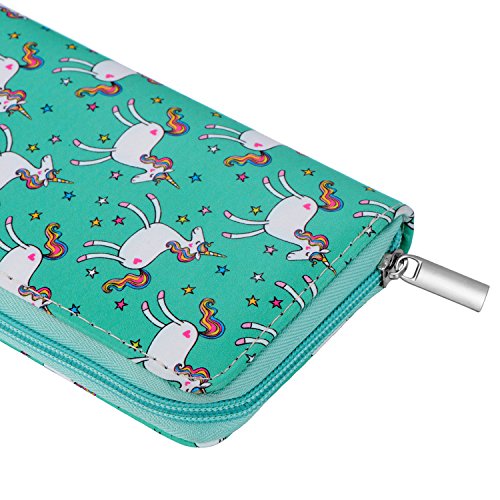 DonDon Cartera Monedero para Mujer señora con Cremallera Unicornios y Estrellas