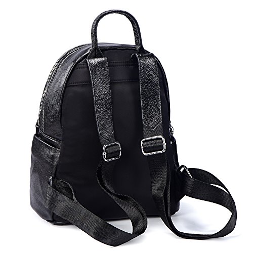 DonDon Mujeres Mochila de Piel PU con Remaches Estrella Statement Negro