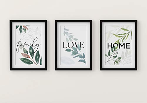 DONLETRA® Set de 3 Láminas Decorativas Nórdicas de LOVE/FAMILY/HOME para Enmarcar - A3 A4 - Decoración de Pared - Cuadros Modernos en Lienzo sin Marco, LSM-SET3-005 (A3)