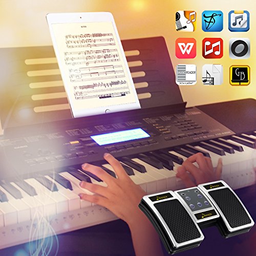 Donner Bluetooth Cambiador de Página Pedal de Música para iPad / Tableta Android / MAC / PC Color Plata