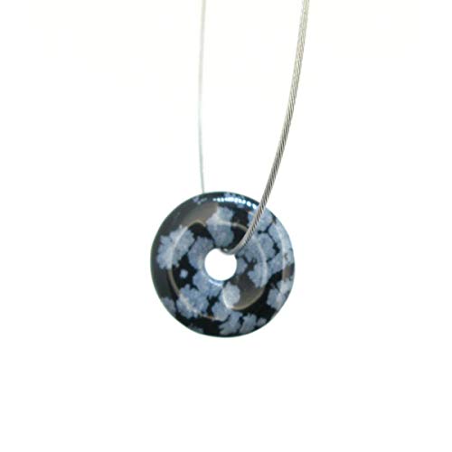 Donut Pequeño de Obsidiana Nevada para Colgante Minerales y Cristales, Belleza energética, Meditacion, Amuletos Espirituales