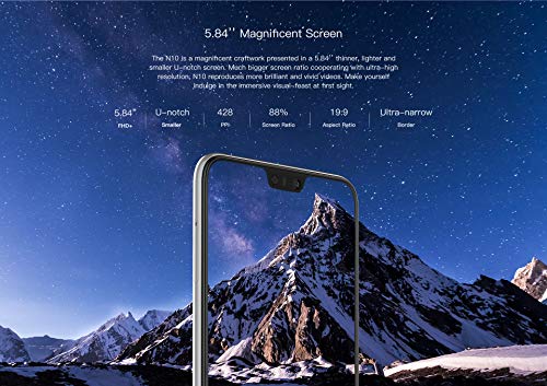 DOOGEE N10 Smartphone Móvil Libre - 5.84 Pulgadas FHD + (1080 * 2280) Teléfono Android 8.0 4G con Pantalla en U, 1.6GHz Octa Core 3GB + 32GB, Cámara Triple 16MP + 16MP + 13MP, Dual SIM - Púrpura
