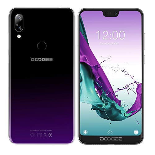 DOOGEE N10 Smartphone Móvil Libre - 5.84 Pulgadas FHD + (1080 * 2280) Teléfono Android 8.0 4G con Pantalla en U, 1.6GHz Octa Core 3GB + 32GB, Cámara Triple 16MP + 16MP + 13MP, Dual SIM - Púrpura