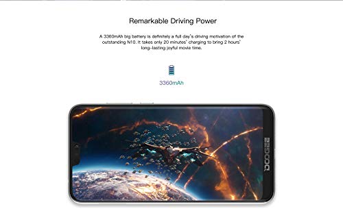 DOOGEE N10 Smartphone Móvil Libre - 5.84 Pulgadas FHD + (1080 * 2280) Teléfono Android 8.0 4G con Pantalla en U, 1.6GHz Octa Core 3GB + 32GB, Cámara Triple 16MP + 16MP + 13MP, Dual SIM - Púrpura