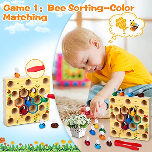 Dookey Juego de Pescar para Niños, Juguetes Bebe Madera Peces Juguete Magnetico Infantil Juguetes Educativos Aprendizaje con Caña Preescolares Juegos Pescado Pascua para Niña 3 4 Años