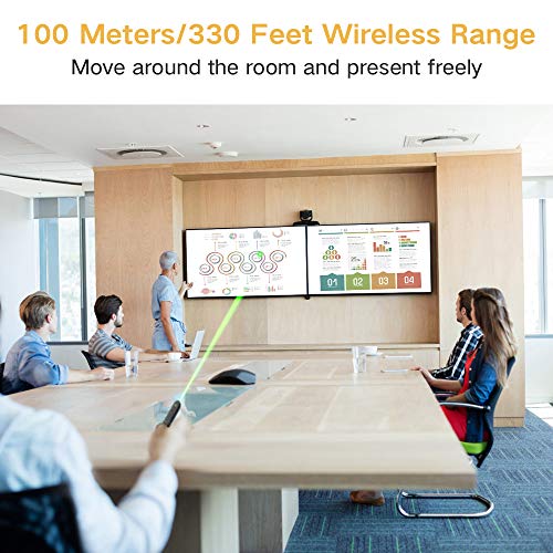 Doosl Puntero Laser Presentaciones, Presentador Remoto con luz Verde, Abrir Enlaces, Control de Volumen-Clicker de PowerPoint de 2.4GHz para Clases, Salas de Conferencias, Dala de Dxposiciones y Más