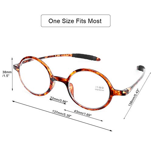 DOOViC - Gafas de lectura redondas, 2,75, lentes transparentes para hombres y mujeres, con marco TR90 flexible, duradero, súper ligero y plegable, diseño de templo italiano, gafas de lectores livianas