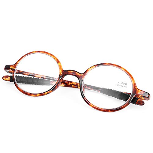DOOViC - Gafas de lectura redondas, 2,75, lentes transparentes para hombres y mujeres, con marco TR90 flexible, duradero, súper ligero y plegable, diseño de templo italiano, gafas de lectores livianas