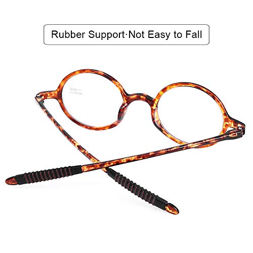 DOOViC - Gafas de lectura redondas, 2,75, lentes transparentes para hombres y mujeres, con marco TR90 flexible, duradero, súper ligero y plegable, diseño de templo italiano, gafas de lectores livianas