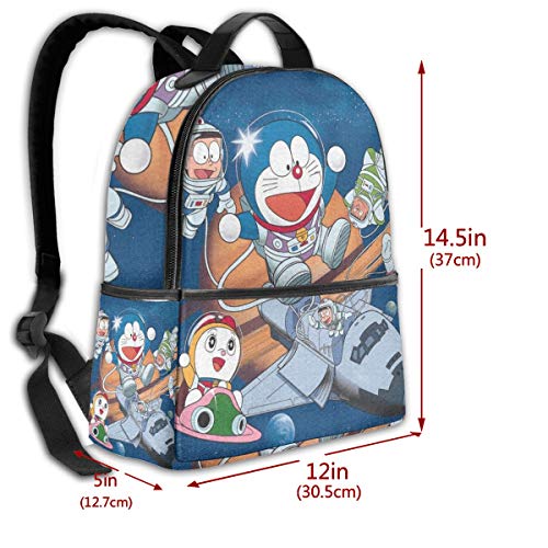 Doraemon - Mochila para estudiantes, unisex, diseño de dibujos animados, 14,5 x 30,5 x 12,7 cm