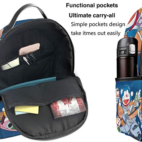 Doraemon - Mochila para estudiantes, unisex, diseño de dibujos animados, 14,5 x 30,5 x 12,7 cm