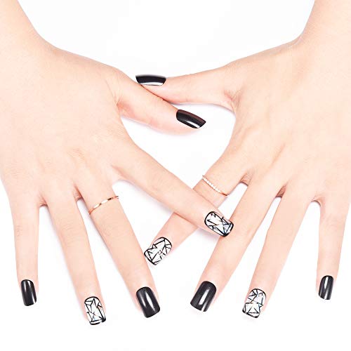 Doreliss Uñas postizas, uñas a presión, 30 piezas de uñas postizas cuadradas brillantes de cubierta completa, uñas reutilizables con cintas de uñas Rojas para mujeres y niñas