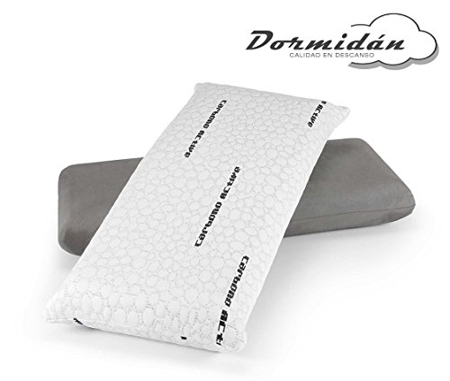 Dormidán - Almohada viscolastica viscoelástica de carbón Activo con Hilo de Plata, desenfundable 75 cm