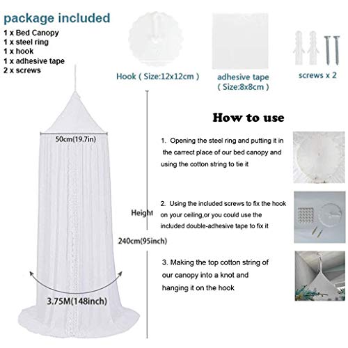 Dosel de cama de princesa con pompones Colgante de gasa Mosquitera para niños Castillo al aire libre de interior Tienda de juegos Tienda colgante Casa Decoración Rincón de lectura