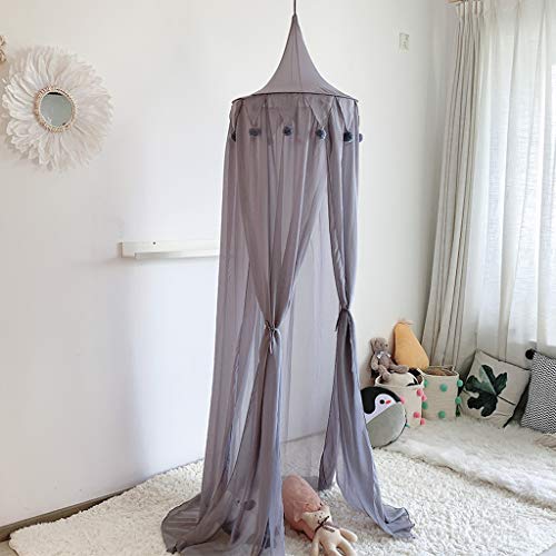 Dosel de cama de princesa con pompones Colgante de gasa Mosquitera para niños Castillo al aire libre de interior Tienda de juegos Tienda colgante Casa Decoración Rincón de lectura