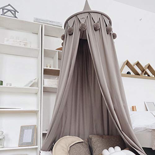 Dosel de cama de princesa con pompones Colgante de gasa Mosquitera para niños Castillo al aire libre de interior Tienda de juegos Tienda colgante Casa Decoración Rincón de lectura