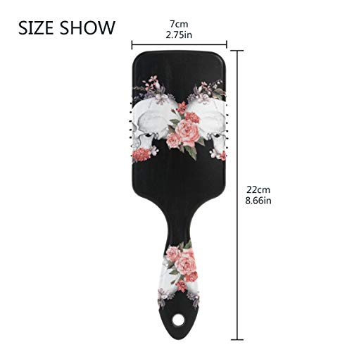 DOSHINE - Cepillo de pelo con diseño de calavera de azúcar para Halloween, cojín de aire, peine antiestático con punta de bola para desenredar el cabello sensible del cuero cabelludo seco y dañado