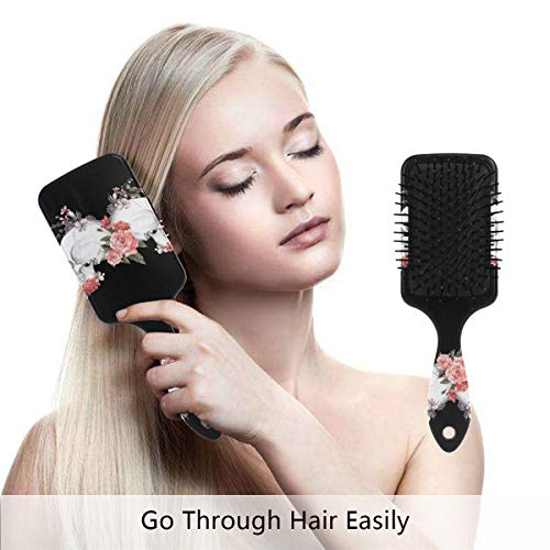 DOSHINE - Cepillo de pelo con diseño de calavera de azúcar para Halloween, cojín de aire, peine antiestático con punta de bola para desenredar el cabello sensible del cuero cabelludo seco y dañado