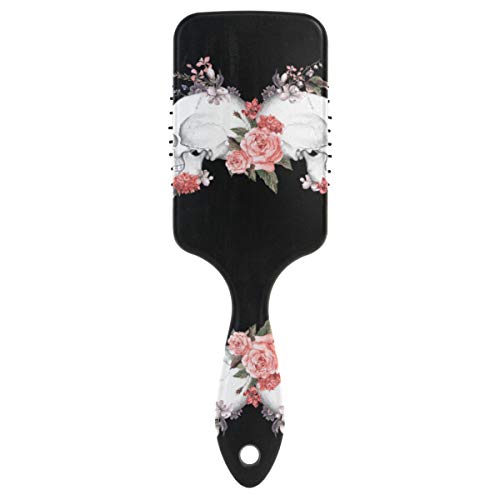 DOSHINE - Cepillo de pelo con diseño de calavera de azúcar para Halloween, cojín de aire, peine antiestático con punta de bola para desenredar el cabello sensible del cuero cabelludo seco y dañado