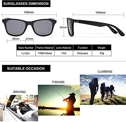 DOVAVA Gafas De Sol Para Hombre Polarizada UV Protección,Adecuadas ara Ciclismo Viajar Conducir Pesca (Negro)