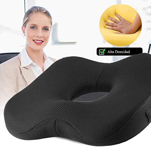 Dpower Cojin Coxis de Espuma Memoria Portátil，Cojines Silla Ergonómico，Funda Lavable, Cojines antiescaras para sillas de Oficina, Coche, Sillas Gaming