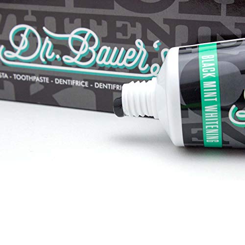 Dr. Bauer Pasta de dientes negra blanqueadora de menta negra 75ml con carbón activo - con aceite de coco - Sin fluoruro - con papaína - con hidroxiapatita - 3er envase Advantage (3x 75ml)