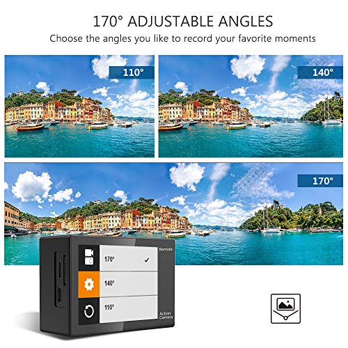 Dragon Touch Cámara Deportiva 4K 16MP WiFi Pantalla Táctil Cámara de Acción con Control Remoto 170°Gran Angular Cámara Sumergible Acuática 30m 2 Baterías y Kit de Accesorios(Vision 3 Pro)