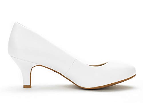 DREAM PAIRS LUVLY Zapatos de Tacón para Mujer Blanco PU 38.5 EU/7.5 US